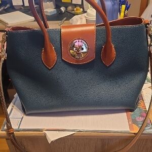 Dooney & Bourke Teal and Brown Tote Bag